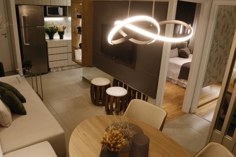 Compact suite with a warm interior