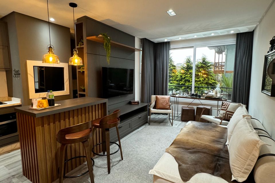 Warm apartment with an open kitchen